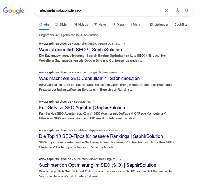 Search engine result page link building example