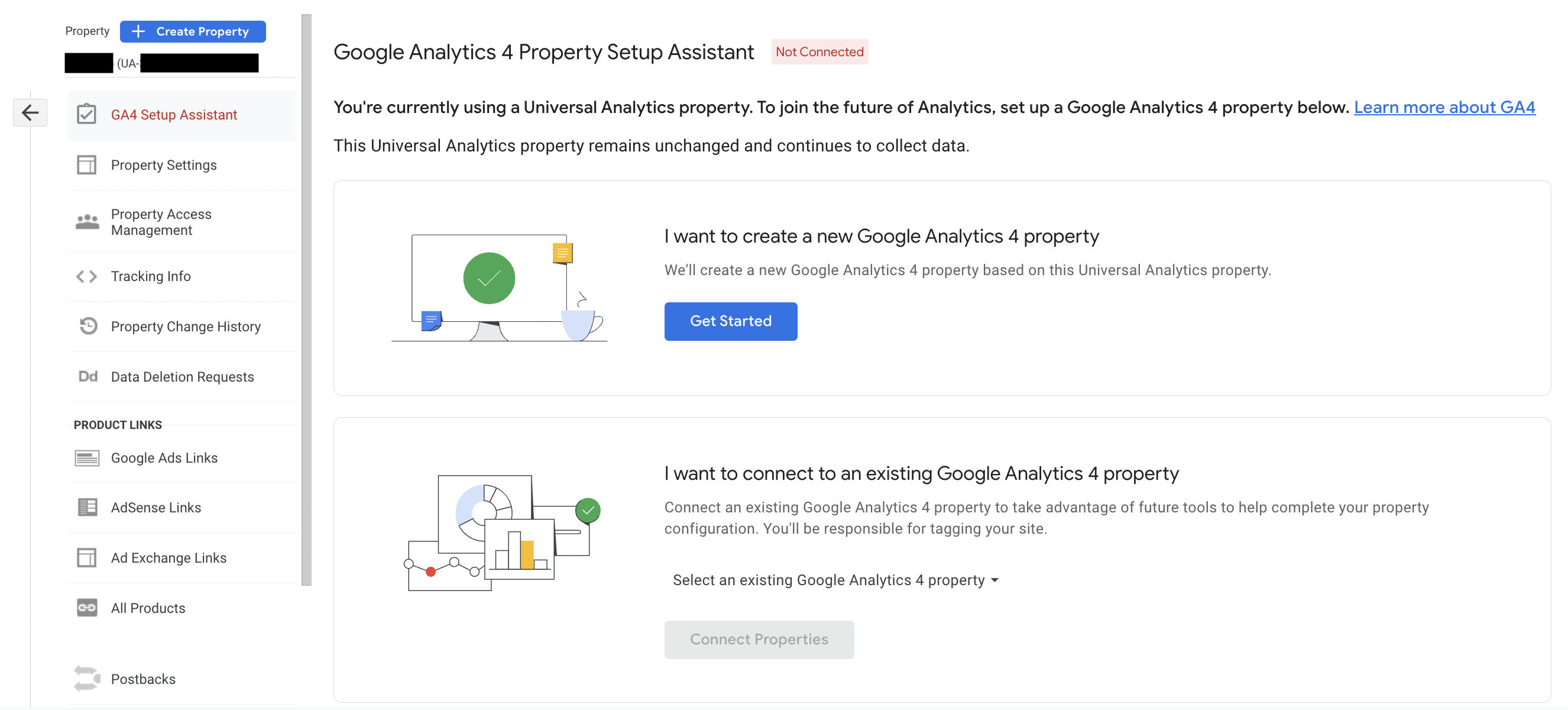 how to create a google analytics account screenshot
