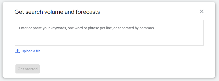 Google Keyword Planner search volume and forecast screenshot